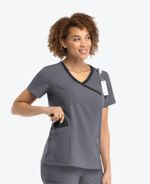 Ladies Momentum Mock Wrap Top with Contrast Trim